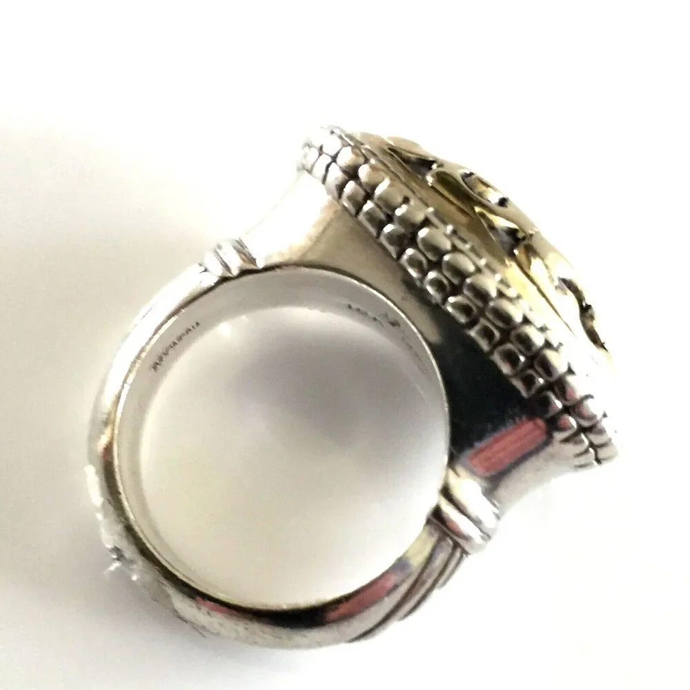 New Signed John  Hardy Sterling Silver & 18K Yellow Gold  Ring Size 6.25